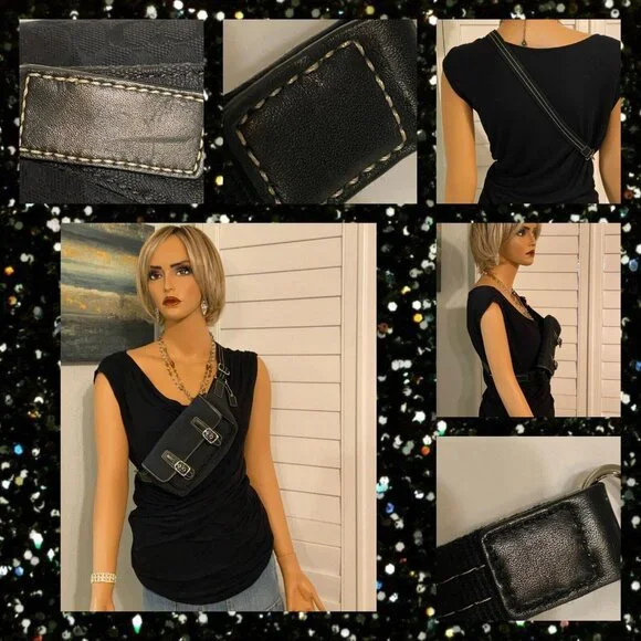 COACH BELT BAG FANNY PACK IN SIGNATURE MINI "C" JACQUARD FABRIC & LEATHER BLACK - Picture 2 of 12